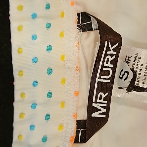 MR TURK Sorrento Swim Trunk ~ White Dotted Stripe Swim Knit Small S NWT - Picture 9 of 12